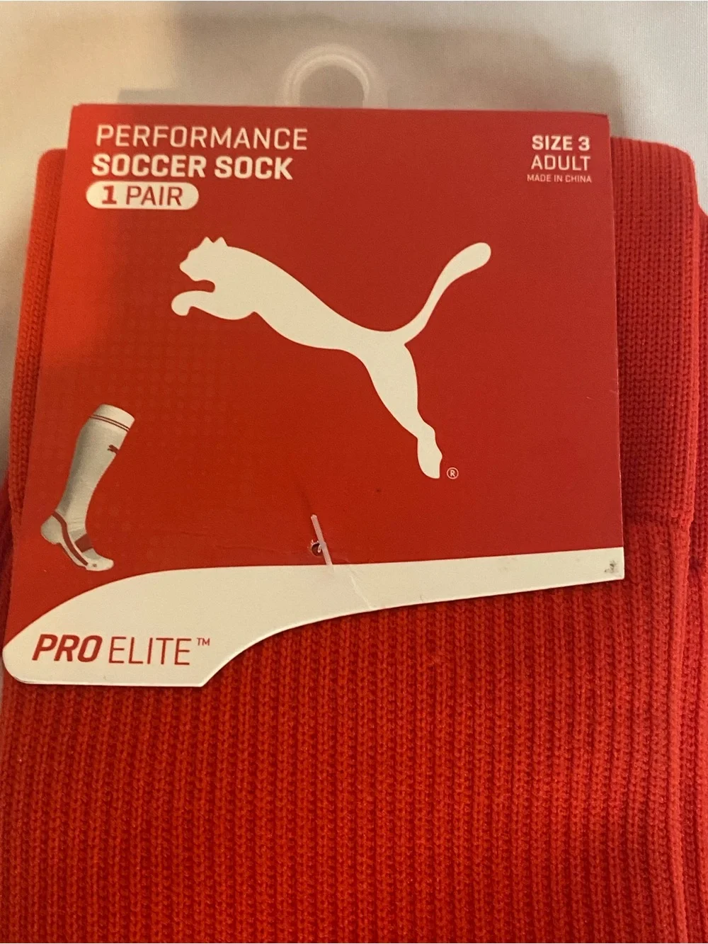 PUMA Pro Elite Performance Soccer Socks 1 Pair Red/White Striped Adult 3 NEW